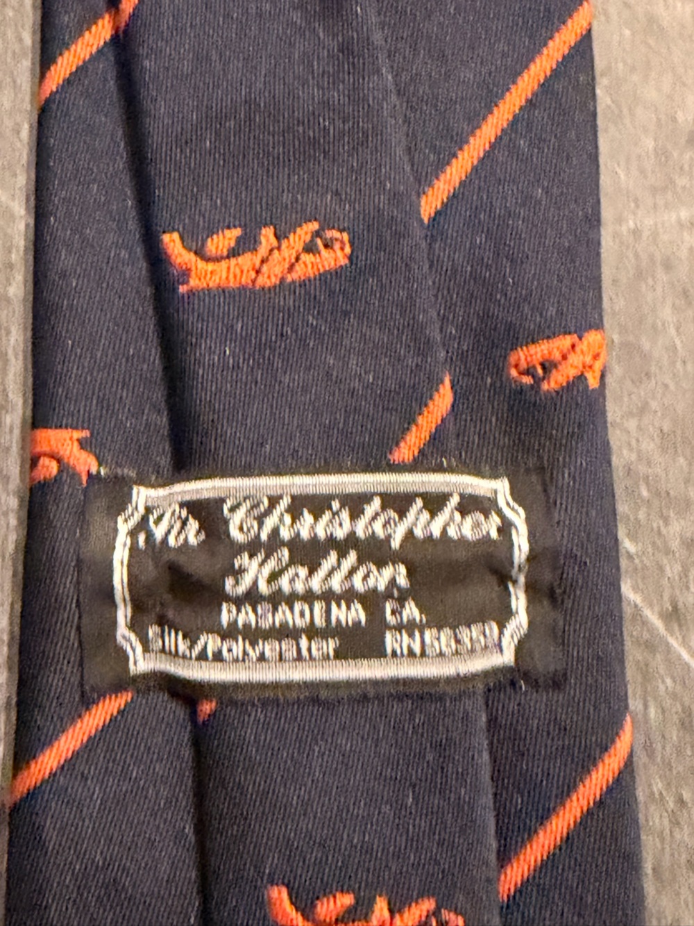 Sir Christopher Hatton Men's Navy Tie with Orange animal Pattern